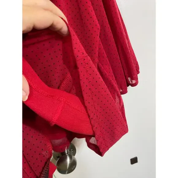 APT. 9 Woman Red Polka Dot Ruffled 3/4 Sleeve Button front V-Neck Blouse Size 1X - Picture 6 of 10